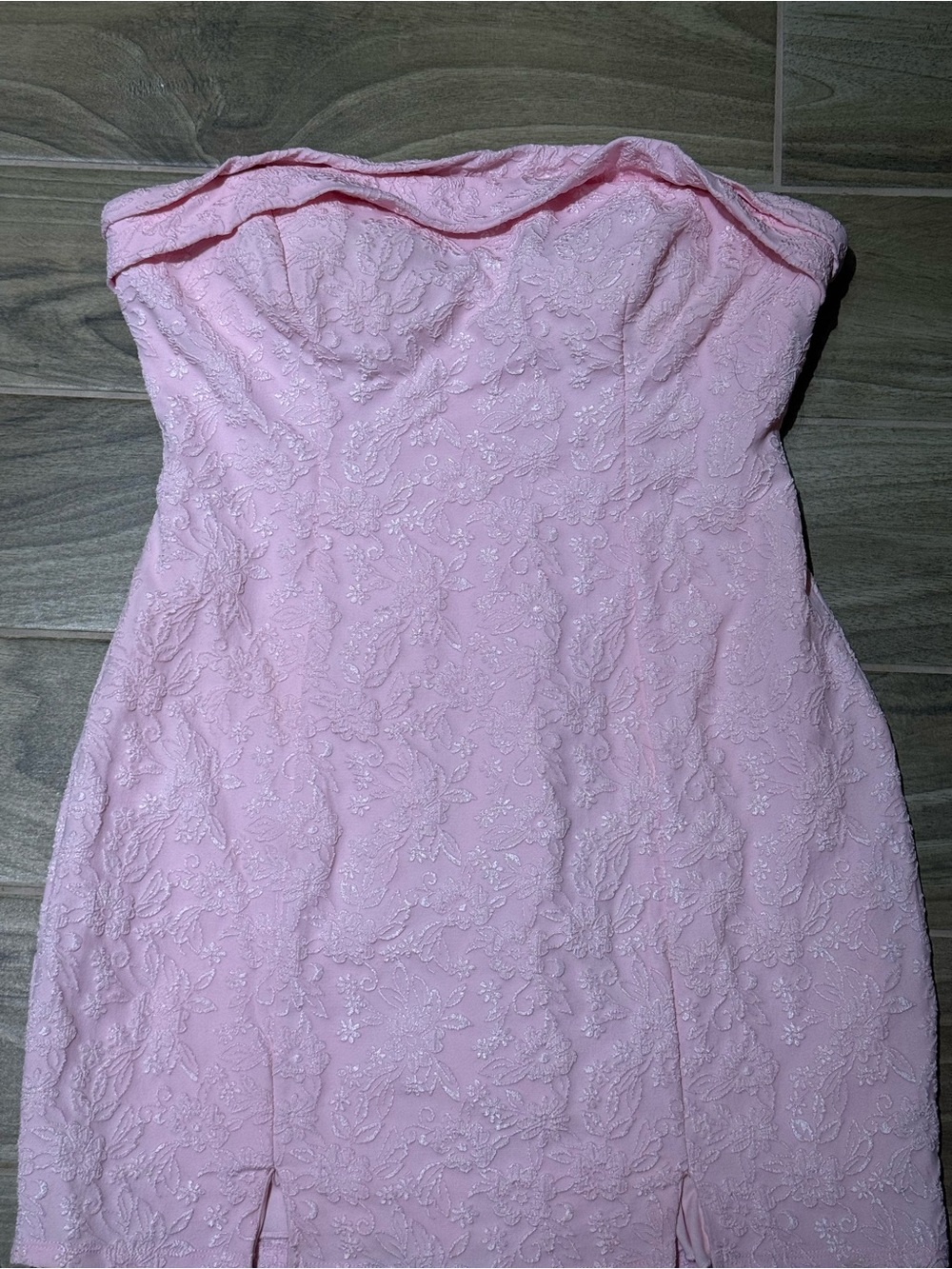Strapless Pink Lace Cocktail Dress